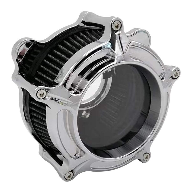 AGECO Harley Air Cleaner Chrome See Through Intake Filter Kit Cnc Cut for Motorcycle Dyna 2000 - 2017 Softail 2000 - 2015 Touring 2000 - 2007 Fitment - B (Gray) - Image 5